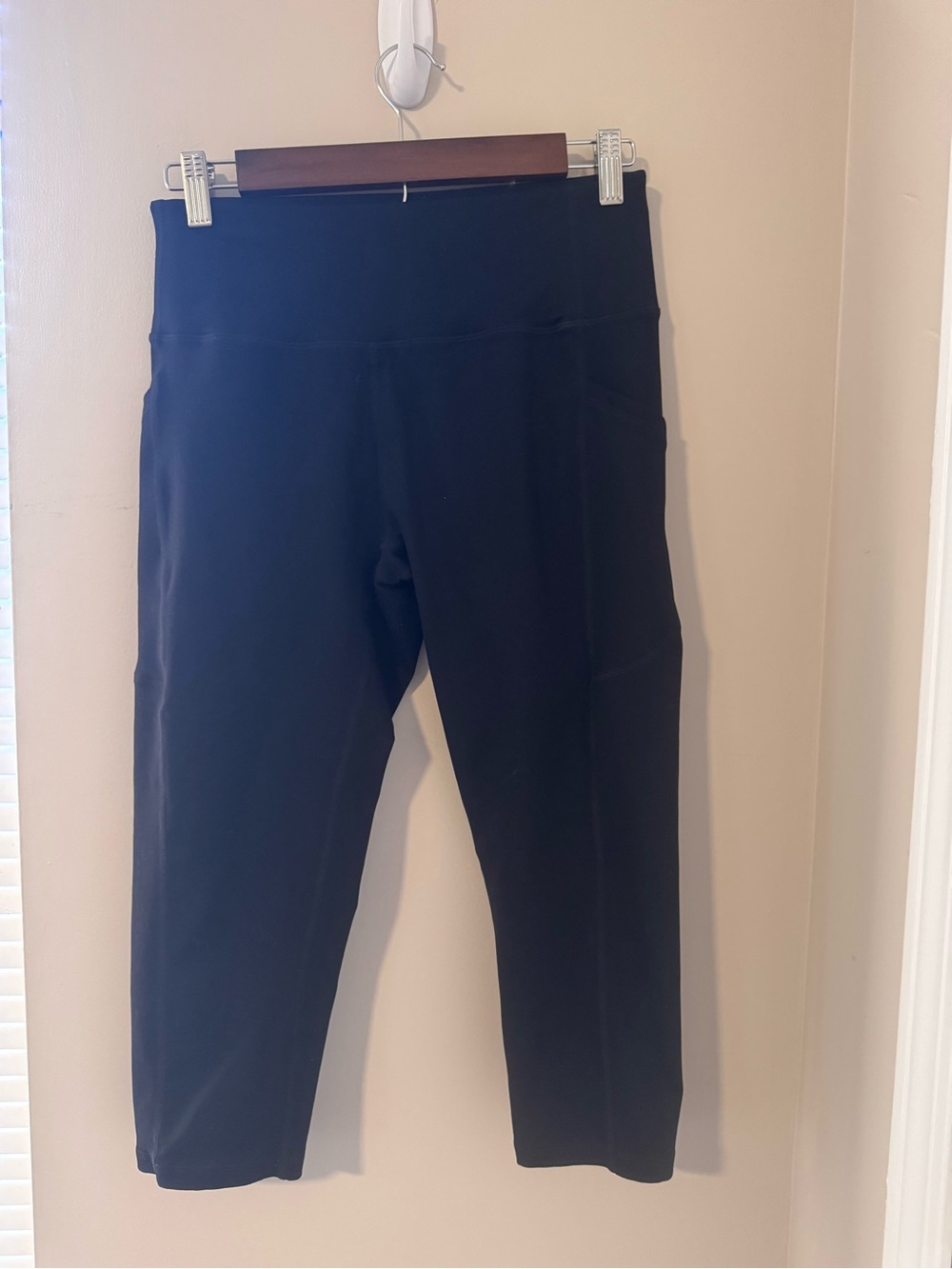 Stelle Black Cropped Leggings Size L High Rise Yoga Pants